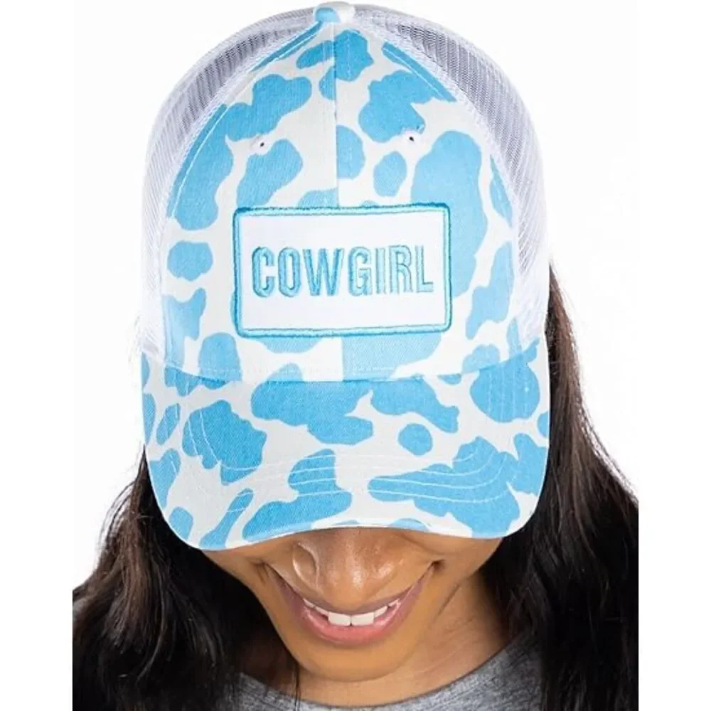 Women's Light Blue Cow Girl Adjustable Fit Classic Comfortable Baseball Cap